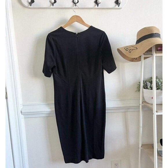 Cabi Sz 8 Solid Black V Neck Ponte Knit Sheath Shift Pencil Dress - Picture 9 of 12